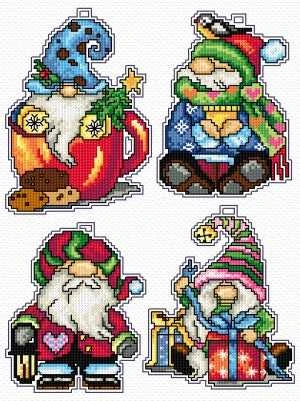 Crafting Spark Siuvinėjimo kryželiu rinkinys Kalėdiniai nykštukai, 14ct kanva, 4 dizainai