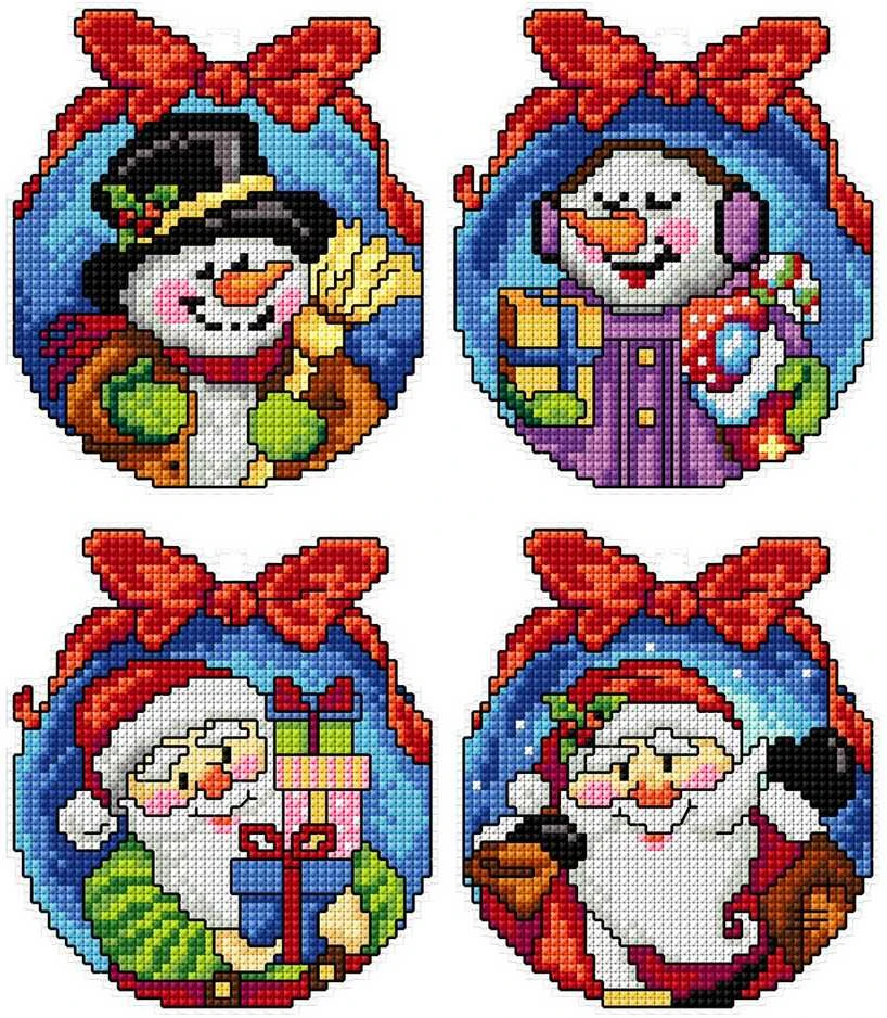 Crafting Spark Siuvinėjimo kryželiu rinkinys Kalėdiniai žaisliukai, 14 ct plastikinė kanva