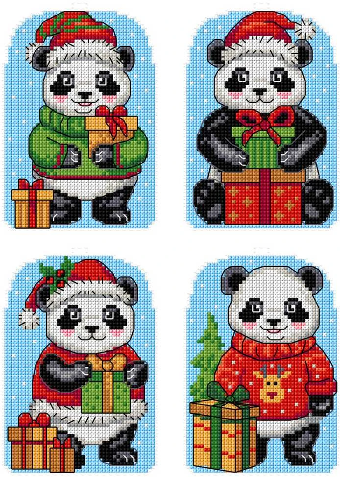 Crafting Spark Siuvinėjimo kryželiu rinkinys „Panda“, 14 ct, 15 spalvų, 8×12 cm