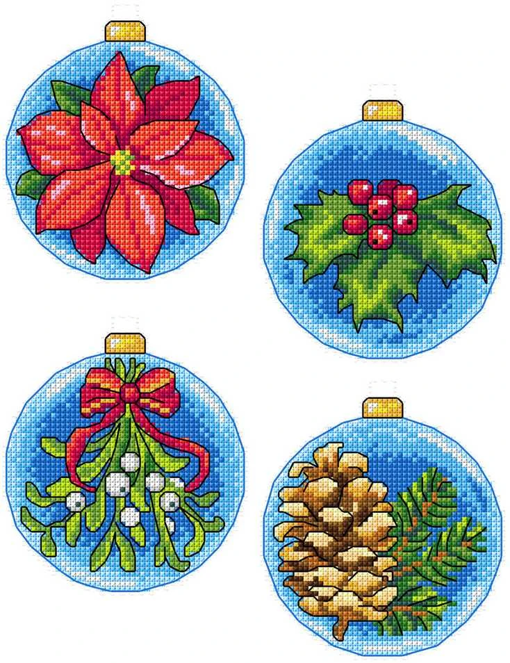 Crafting Spark Siuvinėjimo kryželiu rinkinys Kalėdiniai žaisliukai, plastikinė drobė 14ct