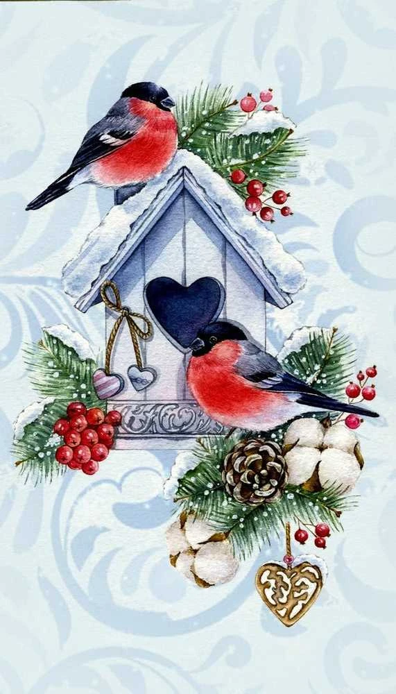 Crafting Spark Winter bullfinches 40х70 Deimantinio Paveikslo komplektas Cs2584