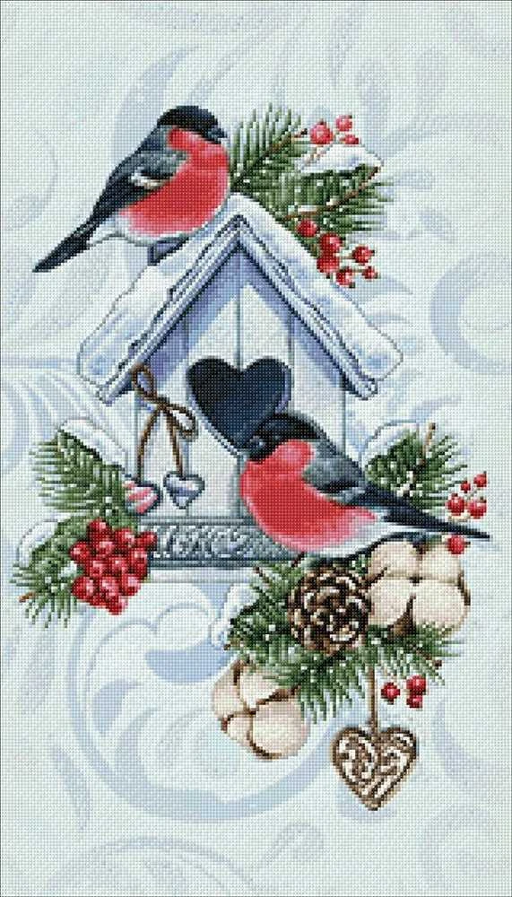 Crafting Spark Winter bullfinches 40х70 Deimantinio Paveikslo komplektas Cs2584