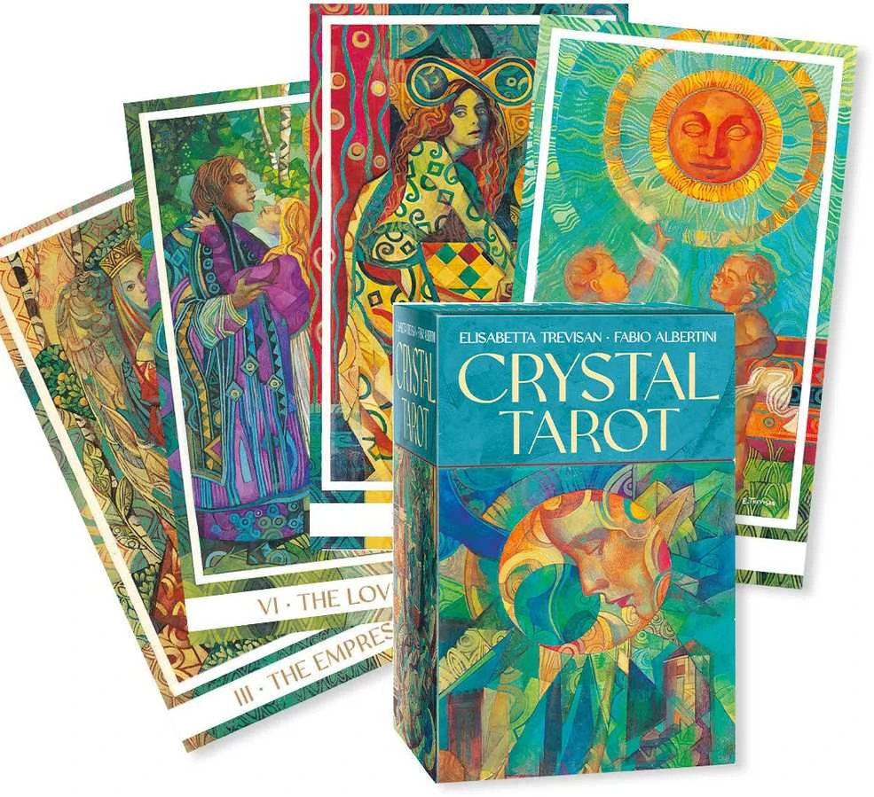 Crystal Tarot taro kortos – premium leidimas Lo Scarabeo, vitražo stiliaus