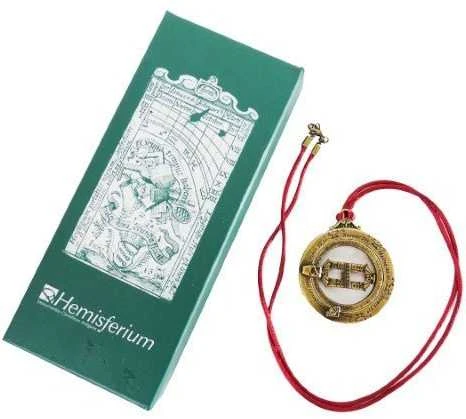 Hemisferium Ica Sl Miniatiūrinis saulės laikrodis: astronominiai žiedai, žalvarinis pakabukas
