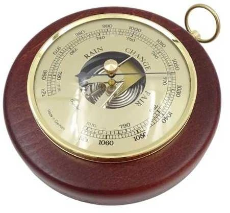 Feingeratebau K Fischer Vokiškas barometras Fischer 1366R-22, matomas mechanizmas, žalvaris, bukas