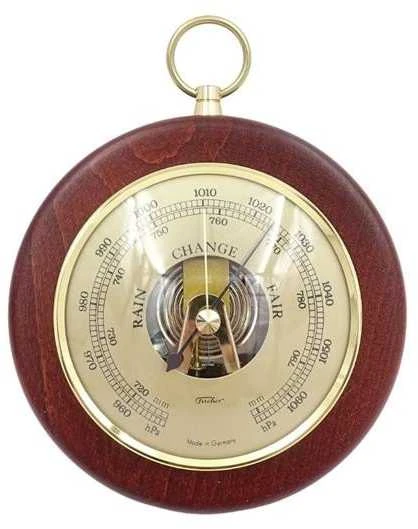 Feingeratebau K Fischer Vokiškas barometras Fischer 1366R-22, matomas mechanizmas, žalvaris, bukas