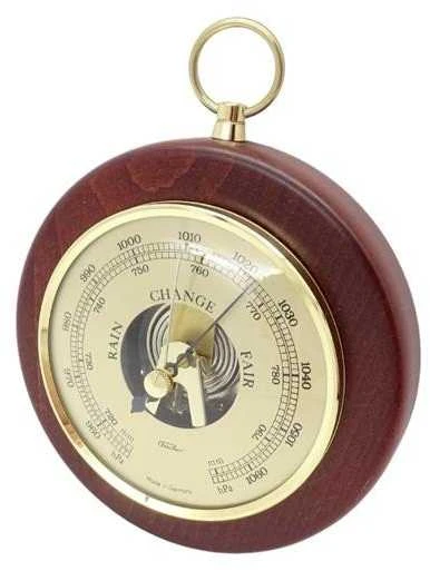 Feingeratebau K Fischer Vokiškas barometras Fischer 1366R-22, matomas mechanizmas, žalvaris, bukas