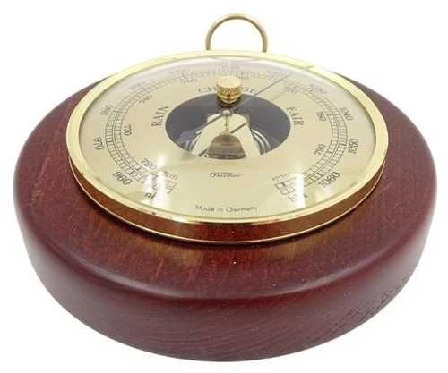 Feingeratebau K Fischer Vokiškas barometras Fischer 1366R-22, matomas mechanizmas, žalvaris, bukas