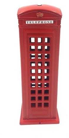 Deco Gifts Raudona Londono telefono būdelė – metalinė figūrėlė ir taupyklė, 18 cm