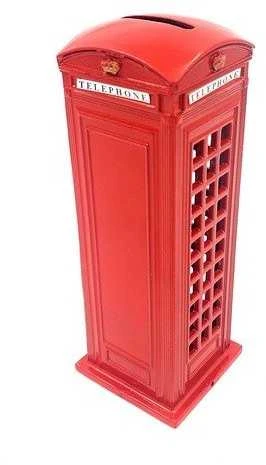 Deco Gifts Raudona Londono telefono būdelė – metalinė figūrėlė ir taupyklė, 18 cm
