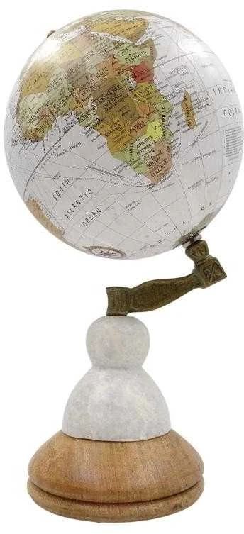 Mirtop Elegantiškas dekoratyvinis gaublys Voyager su marmuro ir medžio pagrindu, 15 cm