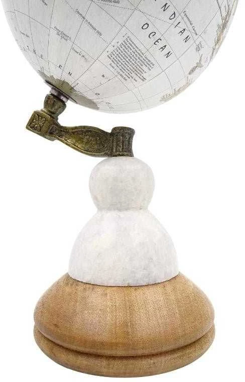 Mirtop Elegantiškas dekoratyvinis gaublys Voyager su marmuro ir medžio pagrindu, 15 cm