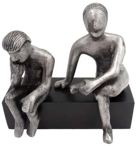 Divine Dekor Zodiako Dvyniai – sidabrinė aliuminio figūrėlė, medinis pagrindas