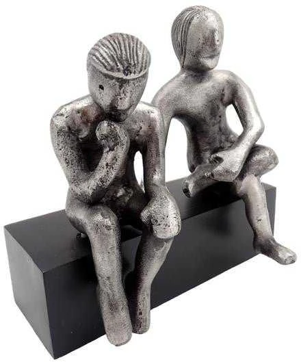 Divine Dekor Zodiako Dvyniai – sidabrinė aliuminio figūrėlė, medinis pagrindas