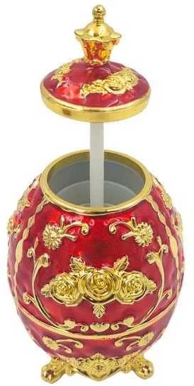 Deco Gifts Raudonas auksinis Fabergé kiaušinis su rožių motyvu – elegantiška dovana