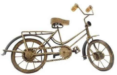 Mirtop Retro dviračio figūrėlė – metalas ir medis, vintage dekoras dviratininkui