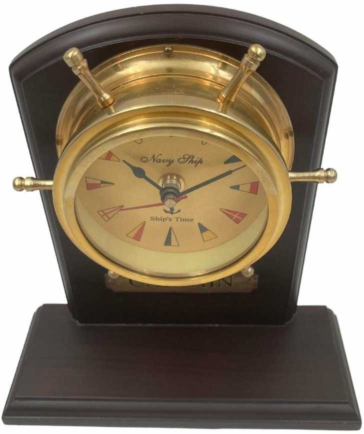 Deco Gifts Gražus žalvarinis jūrų laikrodis mediniame korpuse | WWW