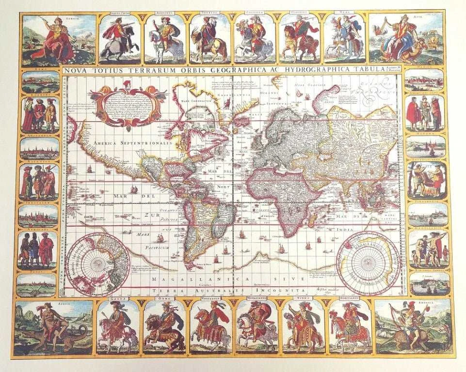 Mirtop Istorinis pasaulio žemėlapis „Nova Totius Terrarum“ 56×45 cm, Piscator 1652