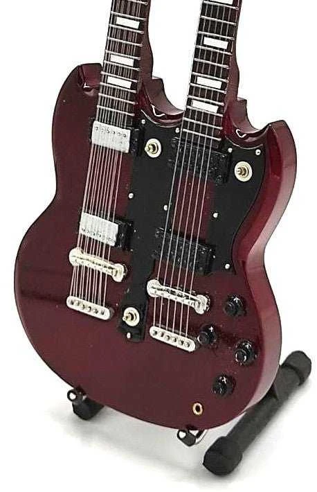 Indominiguitars Led Zeppelin mini gitara – Jimmy Page dvigubo grifo, kolekcinė, rankų darbo