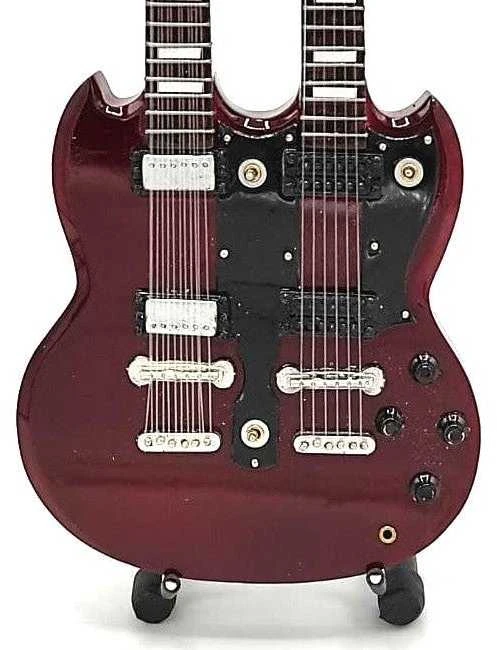 Indominiguitars Led Zeppelin mini gitara – Jimmy Page dvigubo grifo, kolekcinė, rankų darbo