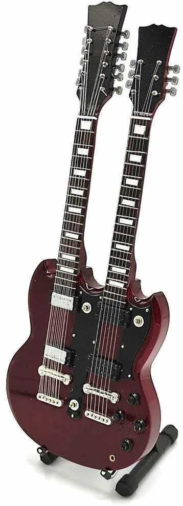 Indominiguitars Led Zeppelin mini gitara – Jimmy Page dvigubo grifo, kolekcinė, rankų darbo