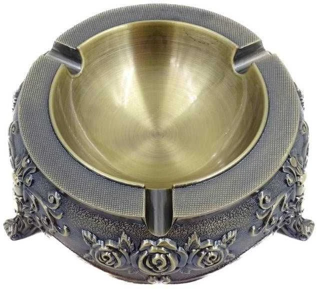 Deco Gifts Prabangi metalinė Liudviko stiliaus peleninė, auksu dekoruota, 12 cm