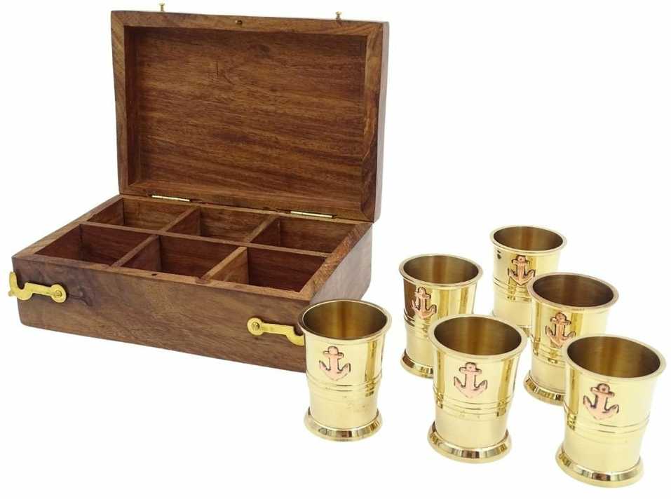 Deco Gifts Metalinės stiklinės degtinei - 6 stiklinių rinkinys - RCW