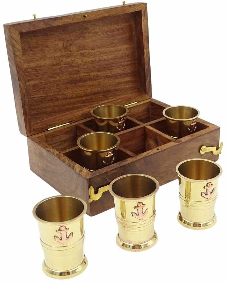 Deco Gifts Metalinės stiklinės degtinei - 6 stiklinių rinkinys - RCW