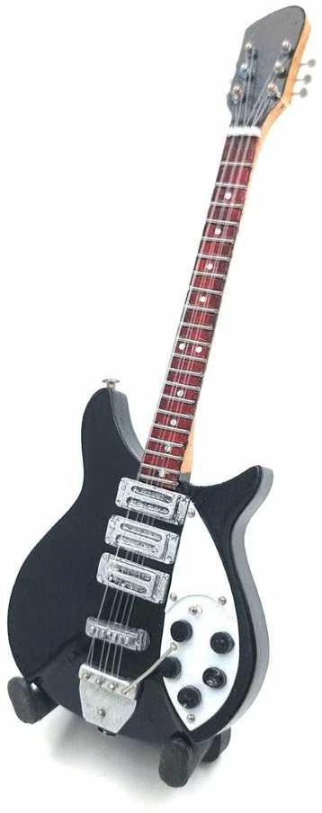 Indominiguitars Kolekcinė mini medinė gitara 15 cm, J. Lennon stilius, tapyta ranka