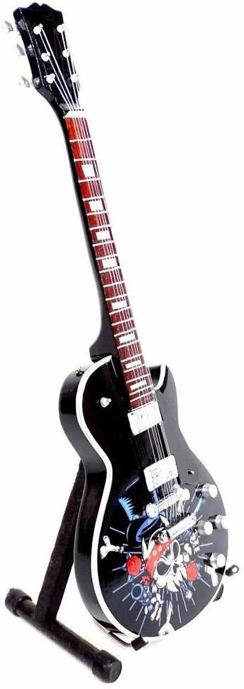 Deco Gifts Kolekcinė rankų darbo mini gitara Guns N’ Roses Slash, mahagonas, 1:4, su stovu