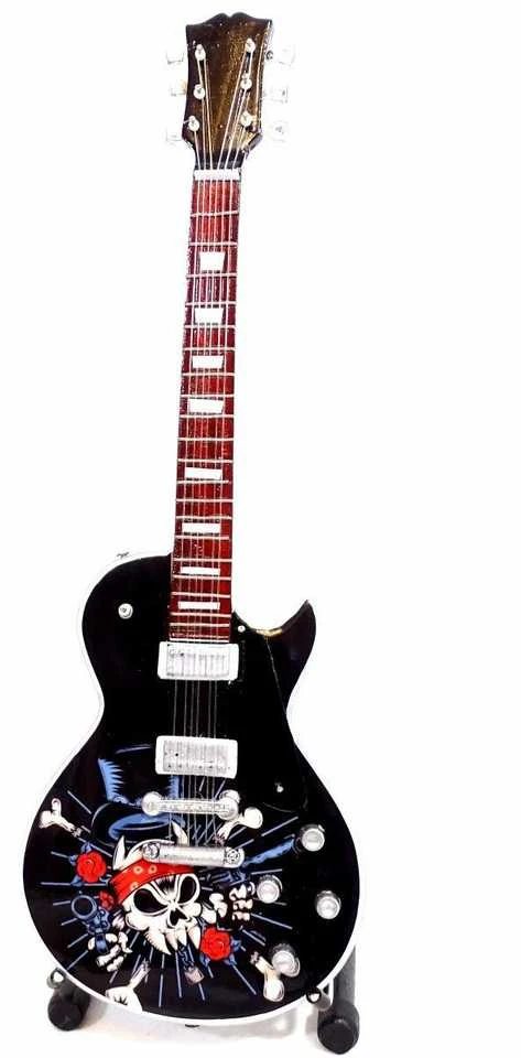 Deco Gifts Kolekcinė rankų darbo mini gitara Guns N’ Roses Slash, mahagonas, 1:4, su stovu