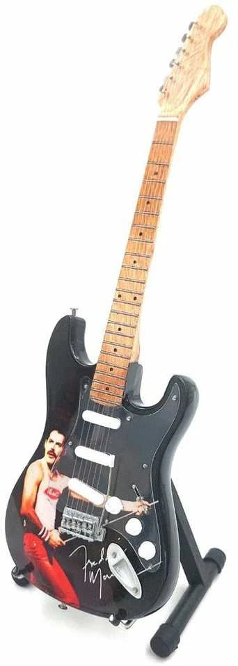 Indominiguitars Kolekcinė mini gitara iš Guitar Heroes: mahagonis, rankomis tapyta, su stovu