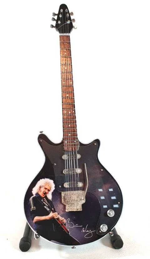 Indominiguitars Mini gitara „Queen“ stiliaus – Brian May, rankų darbo mahagonas, kolekcinė