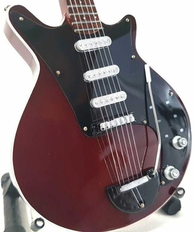 Indominiguitars Kolekcinė mini gitara Queen Brian May iš raudonmedžio, mastelis 1:4