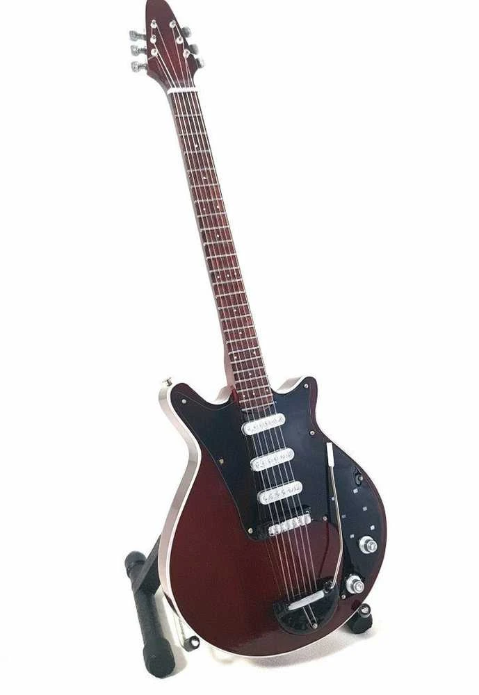Indominiguitars Kolekcinė mini gitara Queen Brian May iš raudonmedžio, mastelis 1:4