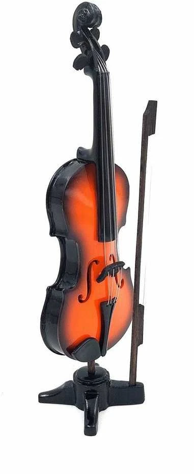 Indominiguitars Mini smuikas 13 cm – rankų darbo kolekcinė dekoracija muzikos gerbėjams