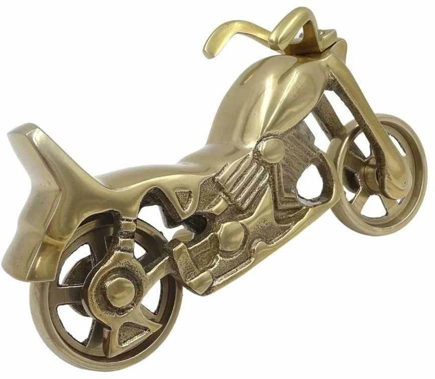 Mirtop Aliuminė kruizerio stiliaus motociklo figūrėlė, antikinio žalvario, 23x14 cm