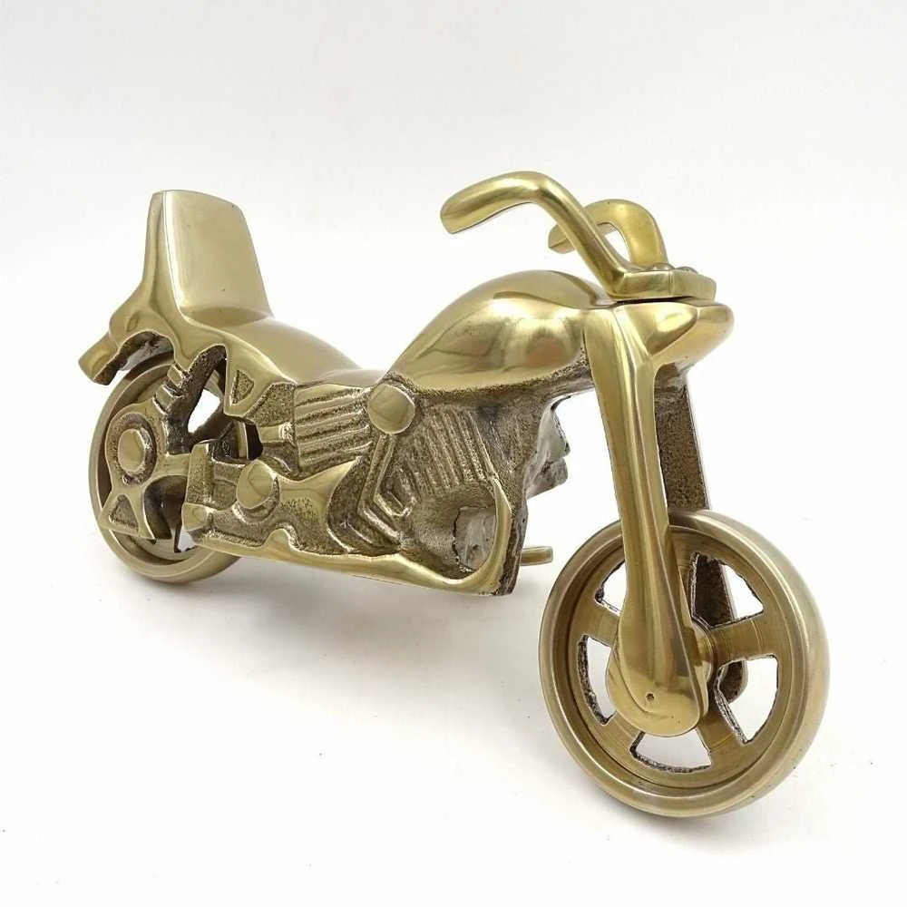 Mirtop Aliuminė kruizerio stiliaus motociklo figūrėlė, antikinio žalvario, 23x14 cm