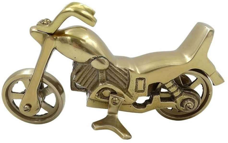 Mirtop Aliuminė kruizerio stiliaus motociklo figūrėlė, antikinio žalvario, 23x14 cm