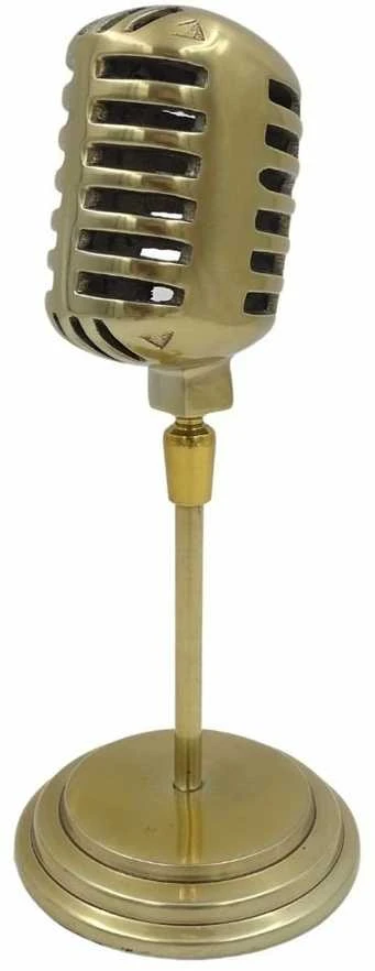 Mirtop Auksinė retro mikrofono statulėlė 25×11,5 cm – dovanai dainininkui