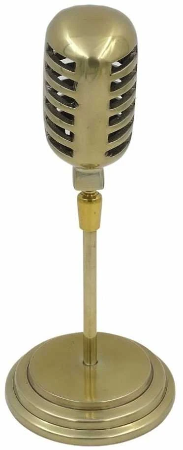 Mirtop Auksinė retro mikrofono statulėlė 25×11,5 cm – dovanai dainininkui