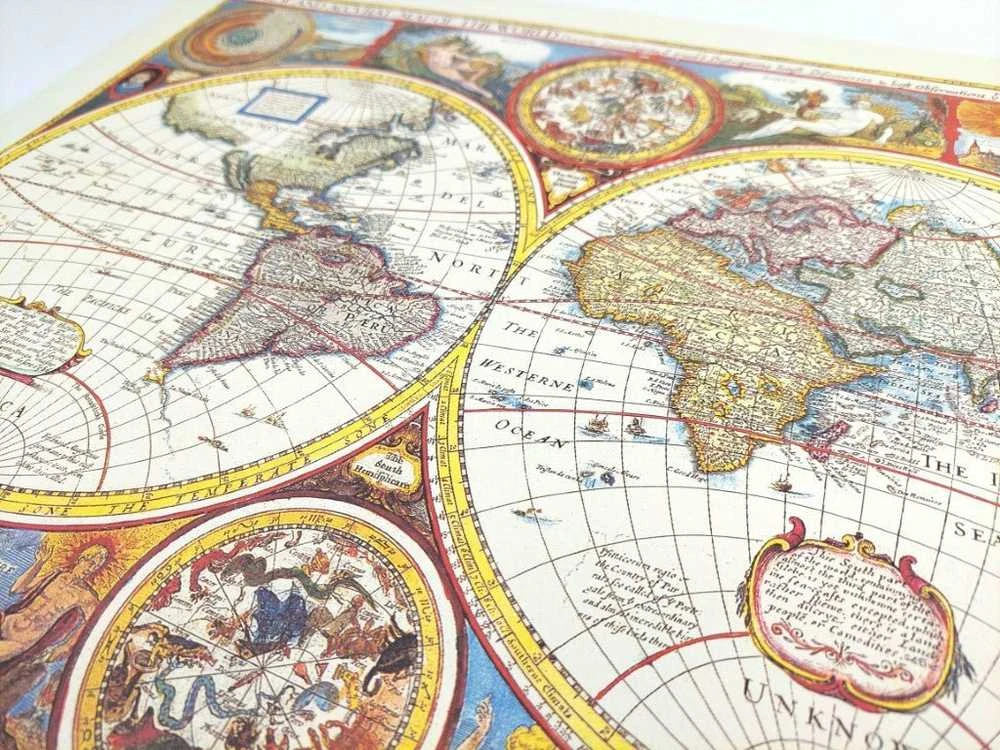 Mirtop Vintažinė pasaulio žemėlapio reprodukcija – John Speed (1651), 52×39,3 cm