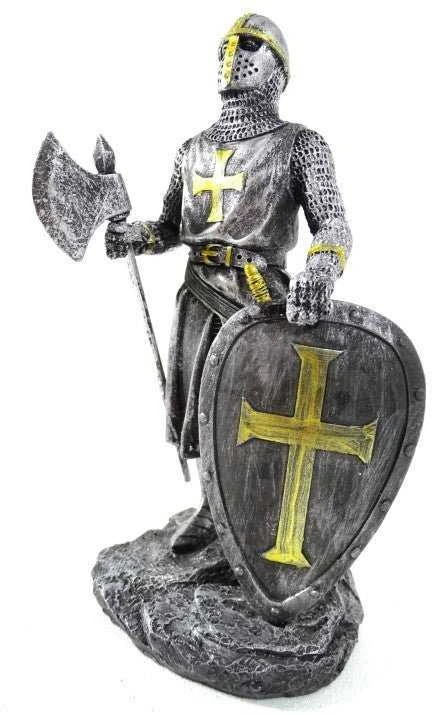 Deco Gifts Kryžiuočio riterio figūrėlė, 18 cm, derva, su skydu ir kirviu