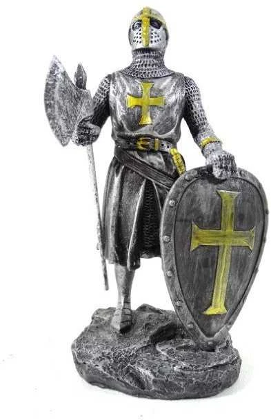 Deco Gifts Kryžiuočio riterio figūrėlė, 18 cm, derva, su skydu ir kirviu