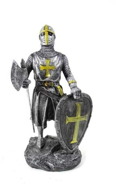 Deco Gifts Kryžiuočio riterio figūrėlė, 18 cm, derva, su skydu ir kirviu