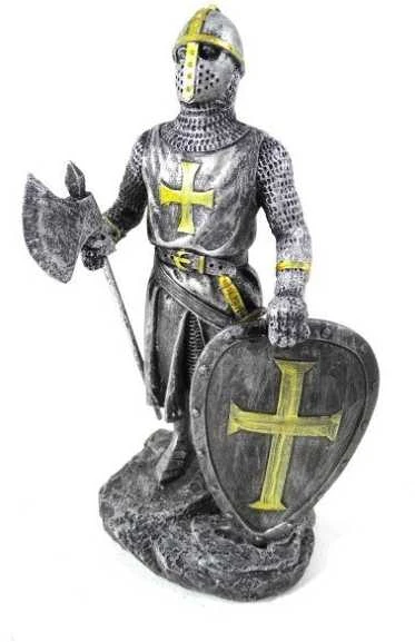 Deco Gifts Kryžiuočio riterio figūrėlė, 18 cm, derva, su skydu ir kirviu