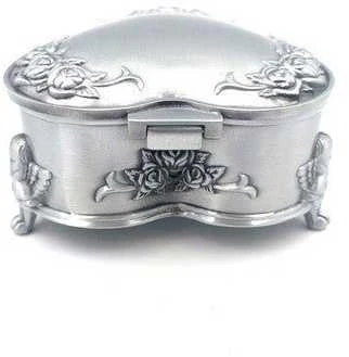 Deco Gifts Širdelės formos metalinė papuošalų dėžutė su rožių motyvu – puiki dovana