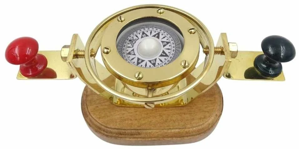 Mirtop Žalvarinis kardaninio rėmo kompasas – retro jūrinė dekoracija, dovana