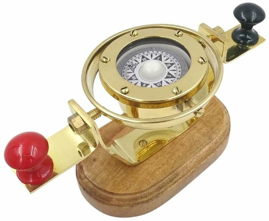 Mirtop Žalvarinis kardaninio rėmo kompasas – retro jūrinė dekoracija, dovana