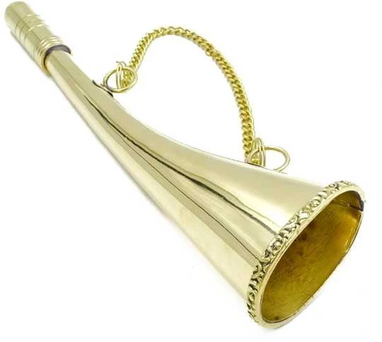 Mirtop Žalvarinis signalinis ragas su grandinėle, 20 cm – medžiotojams, skautams